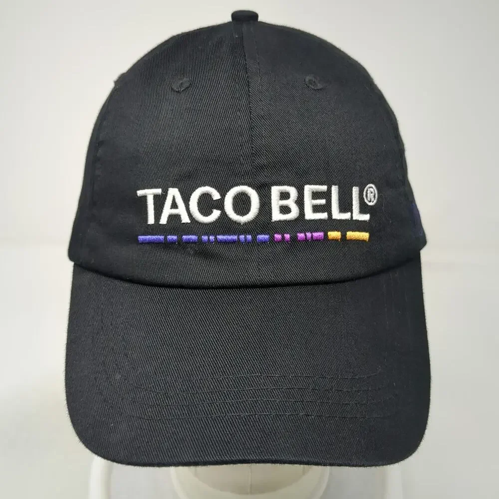 Taco Bell Baseball Cap Black One Size Embroidered Side Icons Slideback Hat